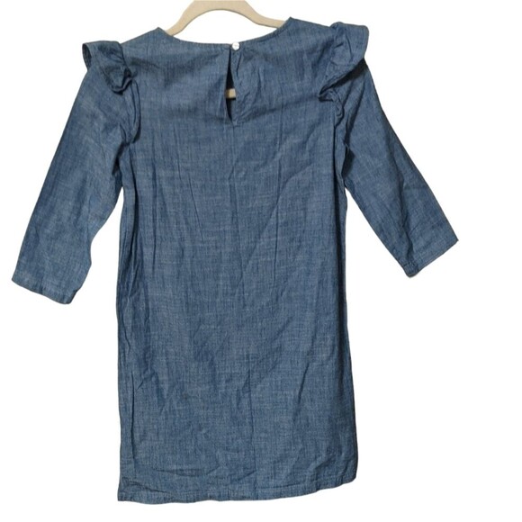 Crewcuts chambray flutter ruffle shoulder cotton knee length dress K4893 girls10 - Picture 2 of 9